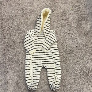 Nordstrom Black and White Striped Hooded Footie / Bunting